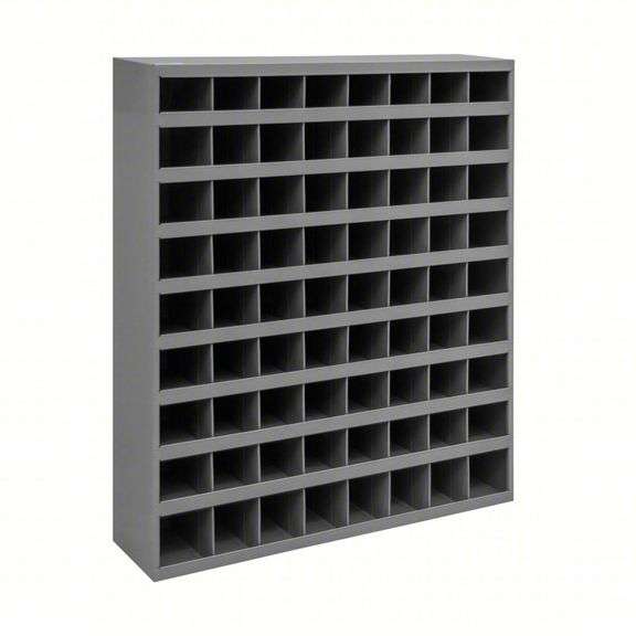 DURHAM MFG Pigeonhole Bin Unit: 34 in x 8 1/2 in x 42 in, 72 Compartments, Gray, Steel