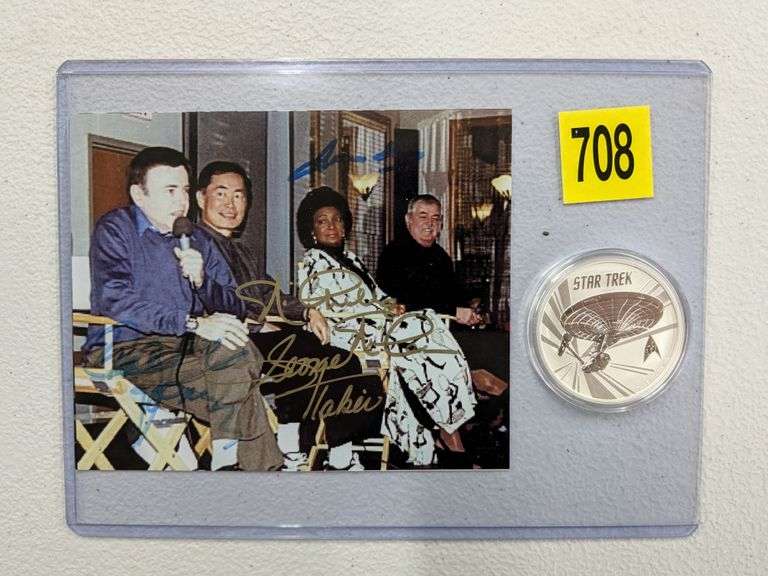 Star Trek Autograph Picture and 1 Oz Silver Coin