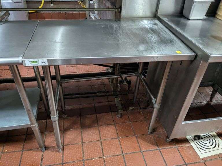 Stainless prep table. 24" deep, 36" long