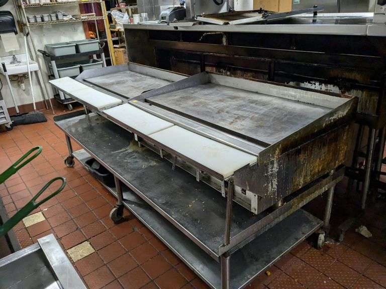 Two 4' Flat Top Griddles on Stainless Base