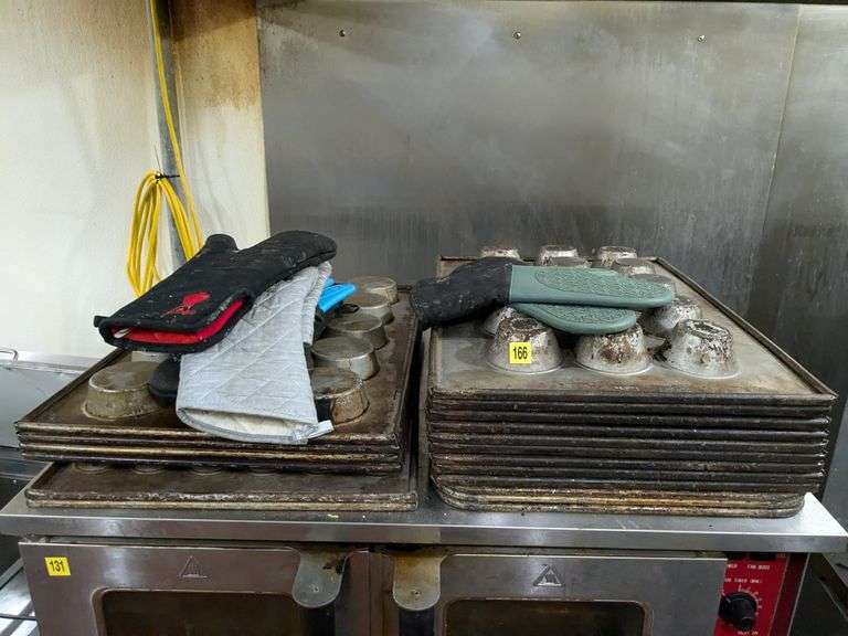 Lot of 18 various large commercial muffin pans