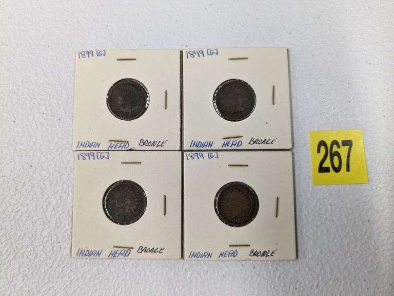 Lot of four 1899 Indian head cents