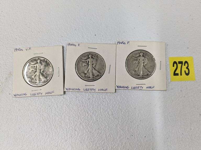 1943 S, 44 S and 45 S Walking Liberty Half Dollars