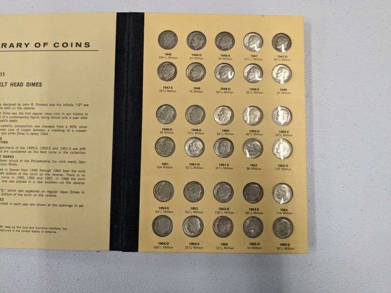 Roosevelt Dime Starter Collection in album