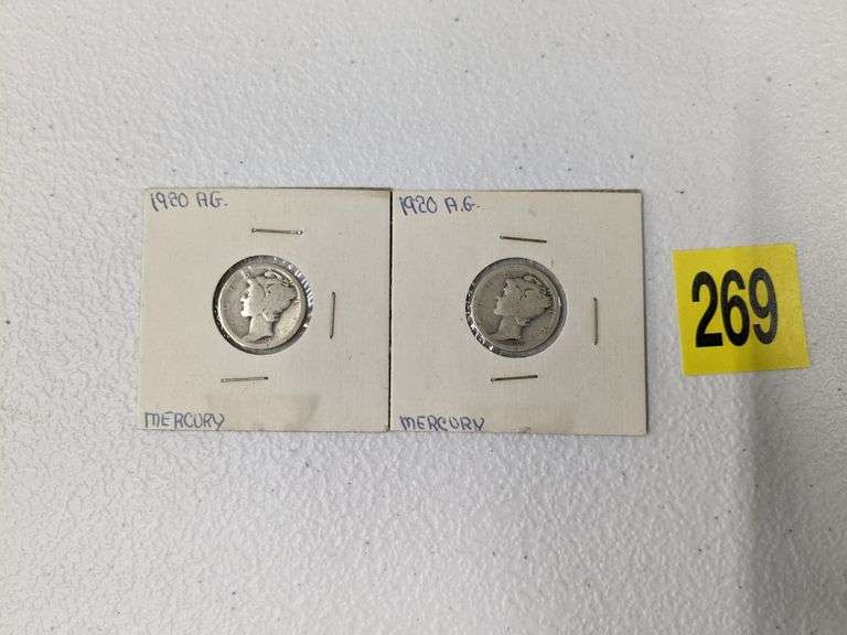 Lot of two 1920 Mercury Dimes