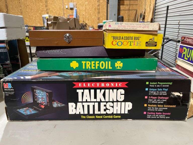 Vintage Games Including Electronic Talking Battleship and Scrabble