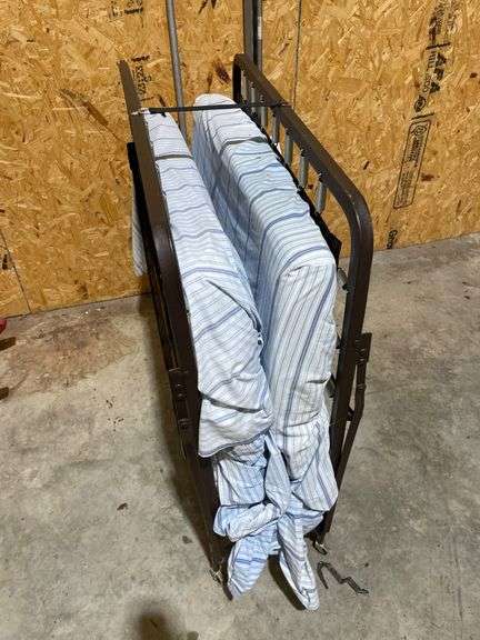 Folding Bed with Wheels and Metal Frame