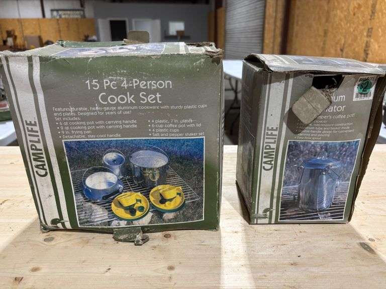 CampLife 15-Piece 4-Person Cook Set and Aluminum Percolator