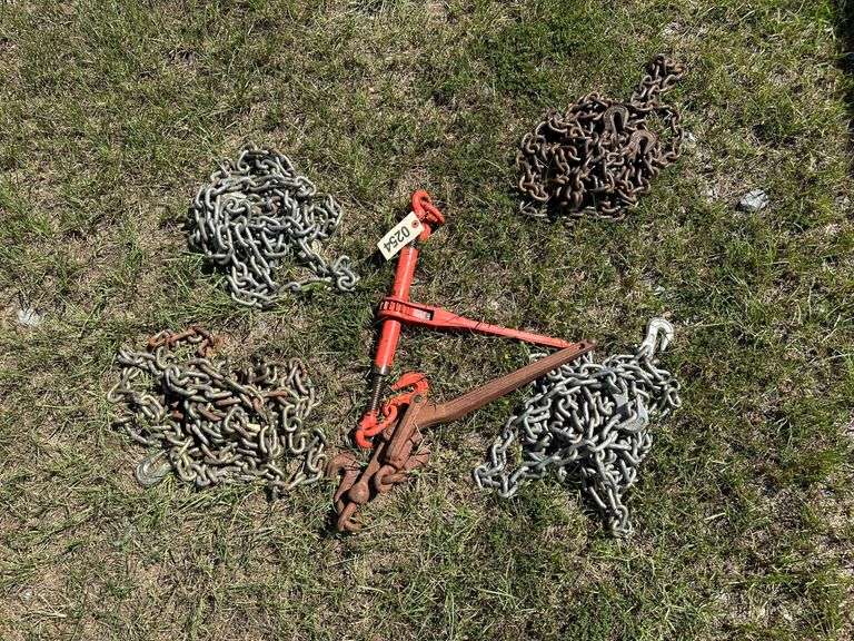 4 20ft 5/16 Chains with 1 Ratchet Binder and 1 Snap Binder