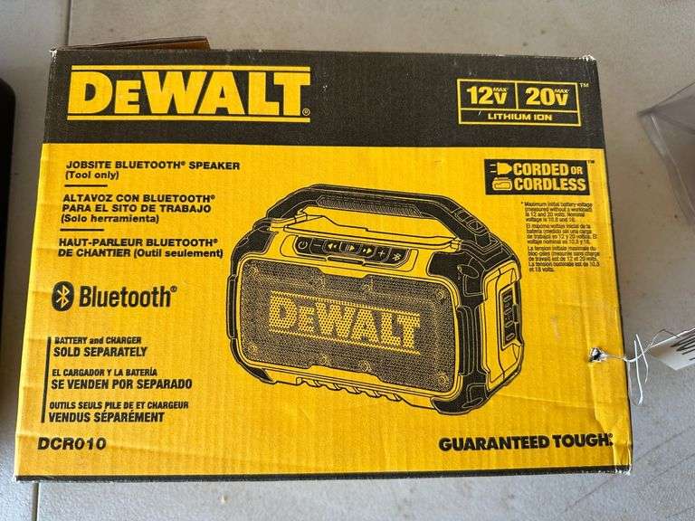 DeWalt DCR010 Jobsite Bluetooth Speaker, 12V/20V, Yellow/Black
