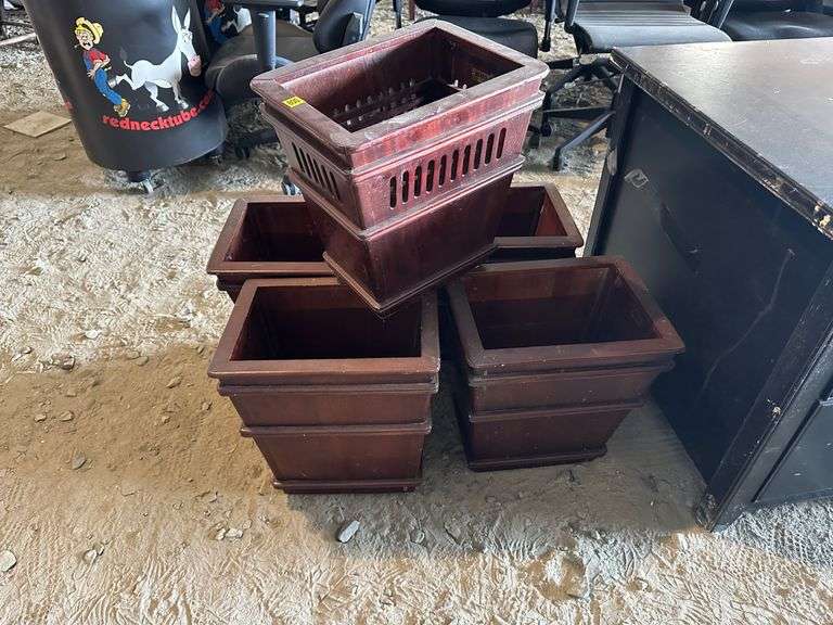 Five Wooden Waste Paper Bins