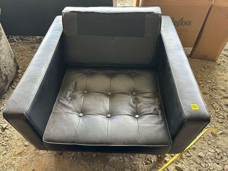 Black Upholstered Chair and Matching Ottoman