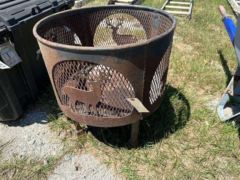 Metal Fire Pit with Deer Cutout Design