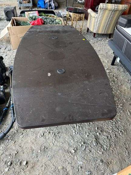 Brown Composite Table with Dual Pedestal Base