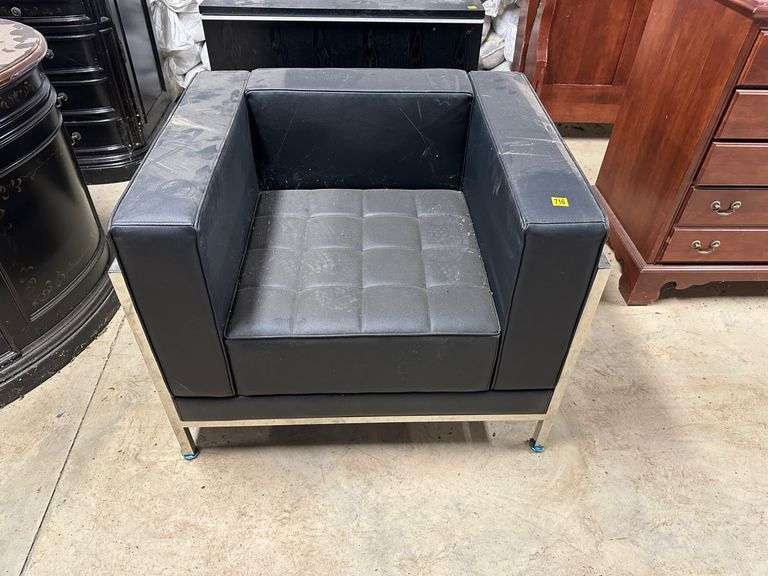 Black Faux Leather Armchair