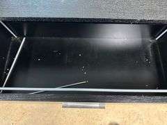 Black Media Console with Glass Top and Storage