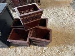Five Wooden Waste Paper Bins