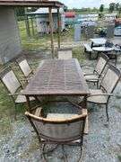 Outdoor Patio Furniture Set with Table, Chairs, Lounger, and Side Table