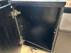 Black Media Console with Glass Top and Storage