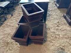 Five Wooden Waste Paper Bins
