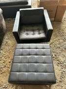 Black Upholstered Chair and Matching Ottoman
