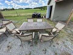 Outdoor Patio Furniture Set with Table, Chairs, Lounger, and Side Table