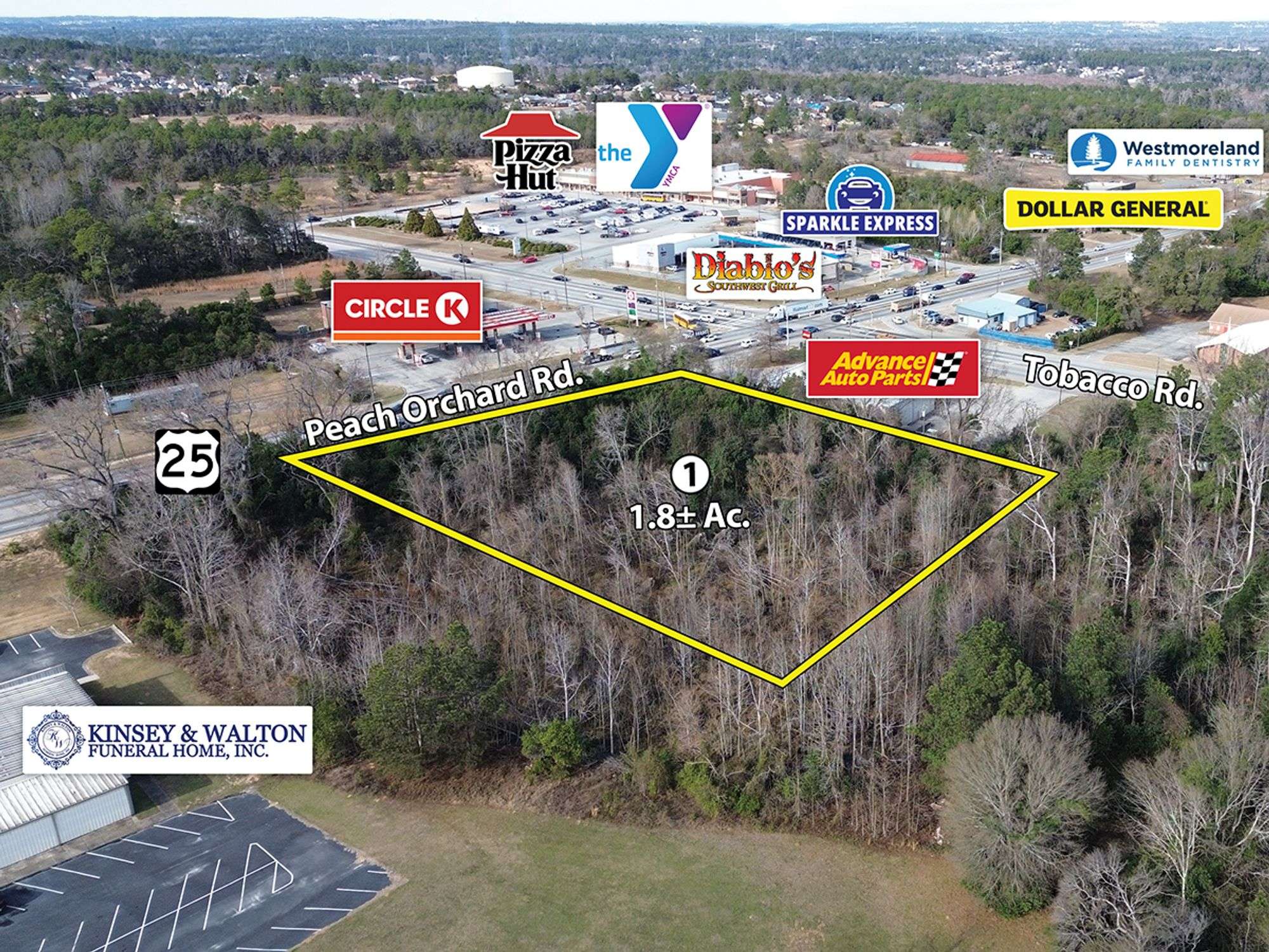 1.8 Acre Lot: 3606 Peach Orchard Road, Augusta, GA