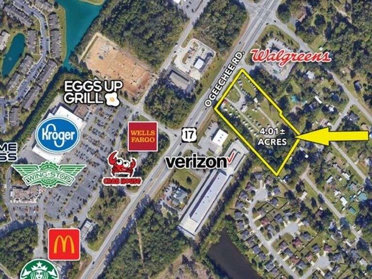 Commercial Acreage: 4 acres, Ogeechee Rd. / HWY 17, Savannah, GA