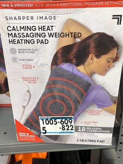 Sharper image calming heat massaging weighted heating pad new