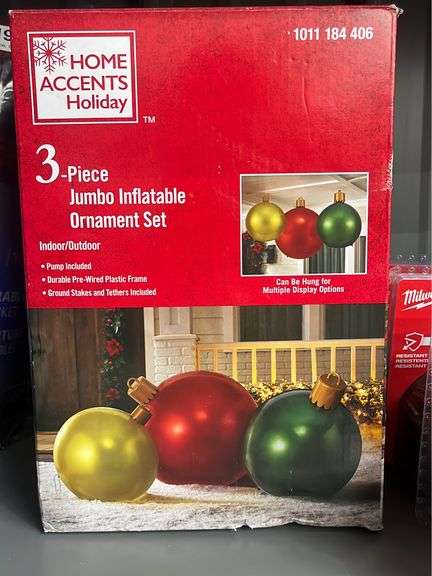 Home accents holiday led snowman 3-piece jumbo inflatable ornament set lot of 2 new