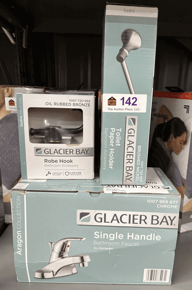 Glacier bay toilet paper holder Robe Hook Single Handle Bathroom Faucet lot new