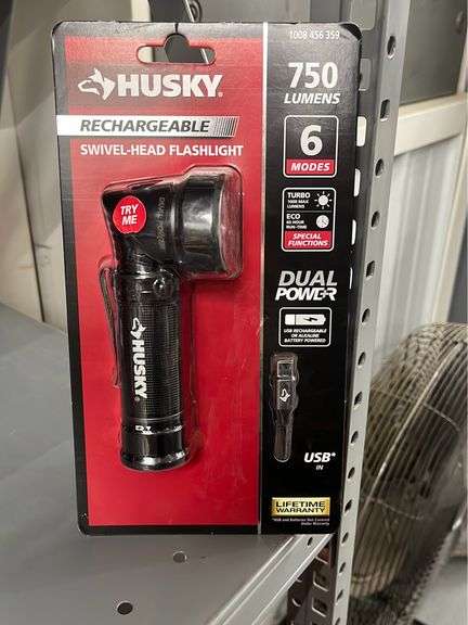 Husky rechargeable swivel-head flashlight new