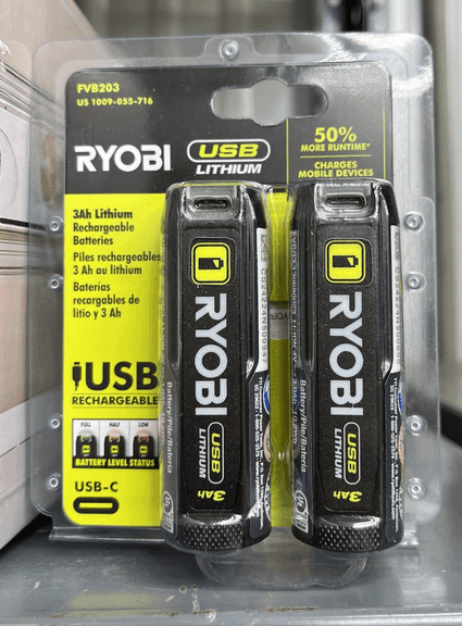 Ryobi usb 2-pack rechargeable batteries new