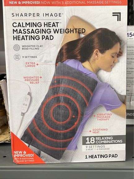 Sharper image calming heat massaging weighted heating pad new