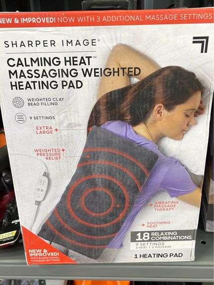Sharper image calming heat massaging weighted heating pad new
