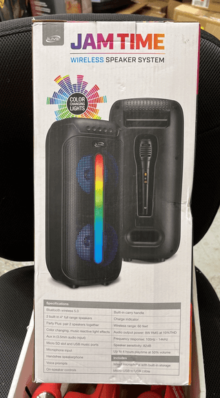 Jam Time wireless speaker system with color changing lights and microphone new