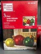 Home accents holiday led snowman 3-piece jumbo inflatable ornament set lot of 2 new