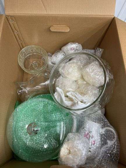 Glassware teacups kettle lot