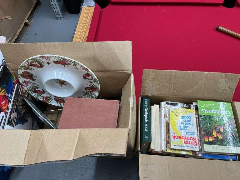 Books and serving plates