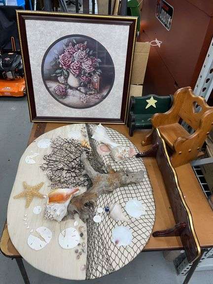 Collectibles homemade seashell picture shelf toy chairs