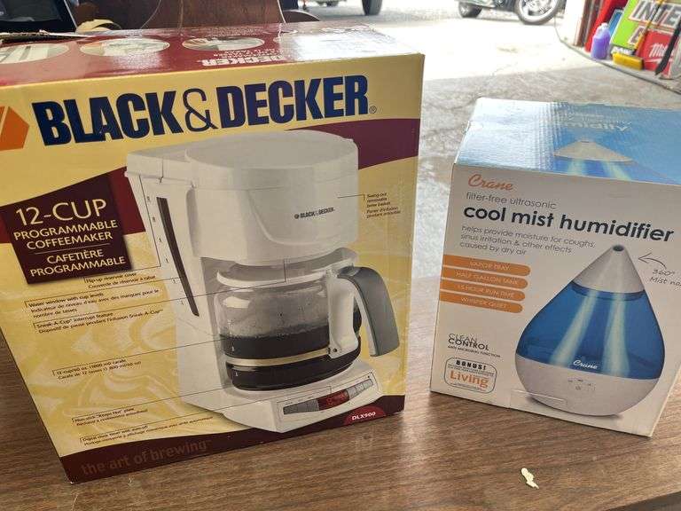 Cool mist humidifier, black & decker coffee maker, pots & pan