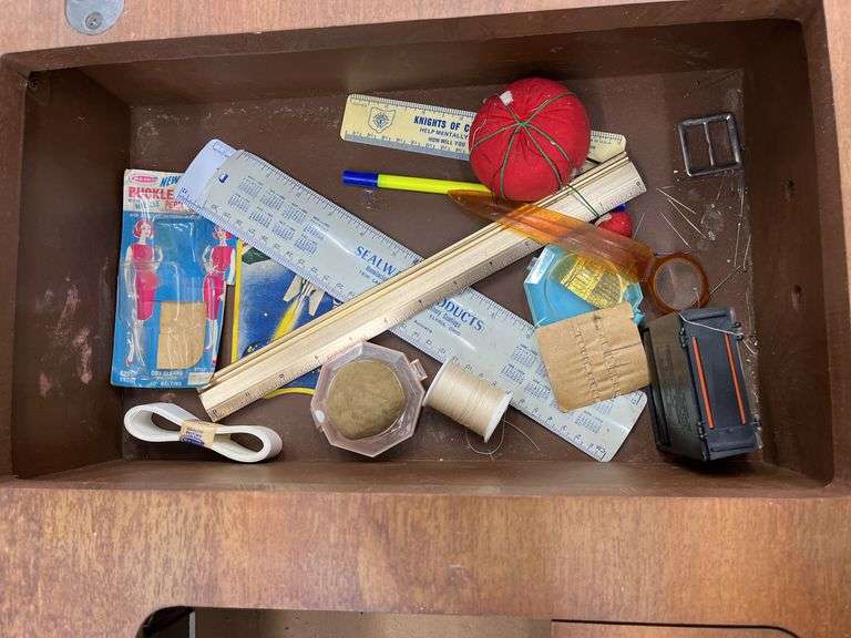 Sewing cabinet and contents