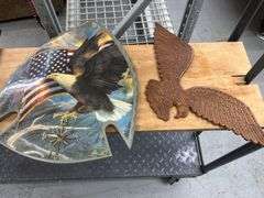 Hand painted Wall picture, eagle clock, eagle sign