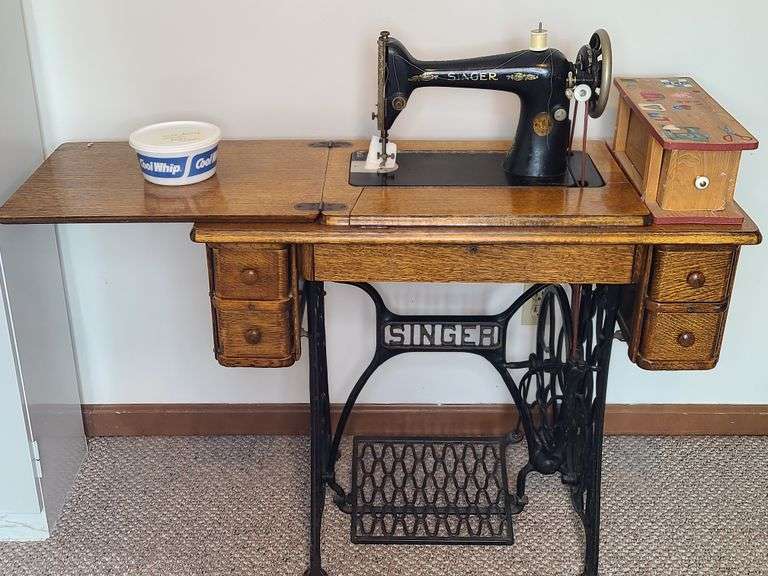 Singer Treadle Sewing Machine in Cabinet