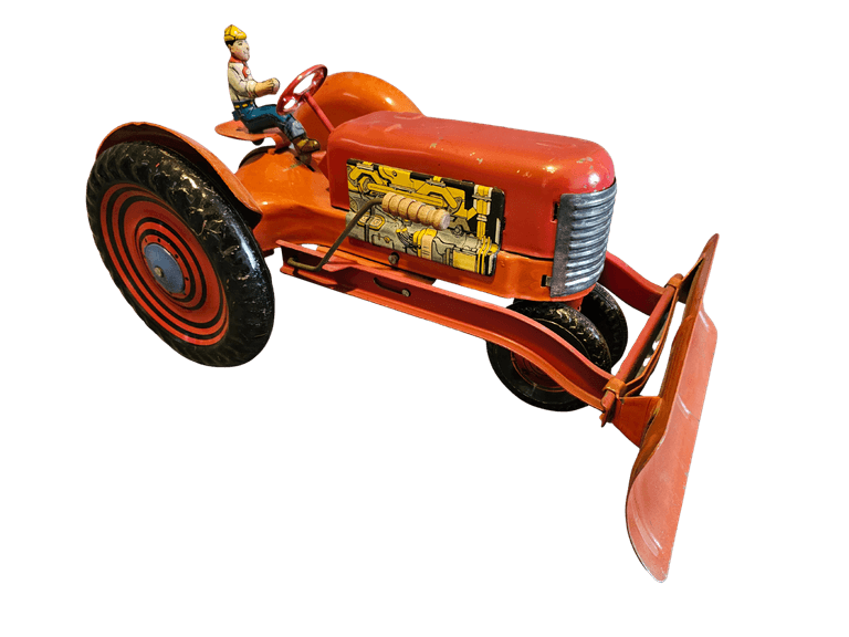 Vintage Louis Marx & Co Red Tin Toy Farm Tractor