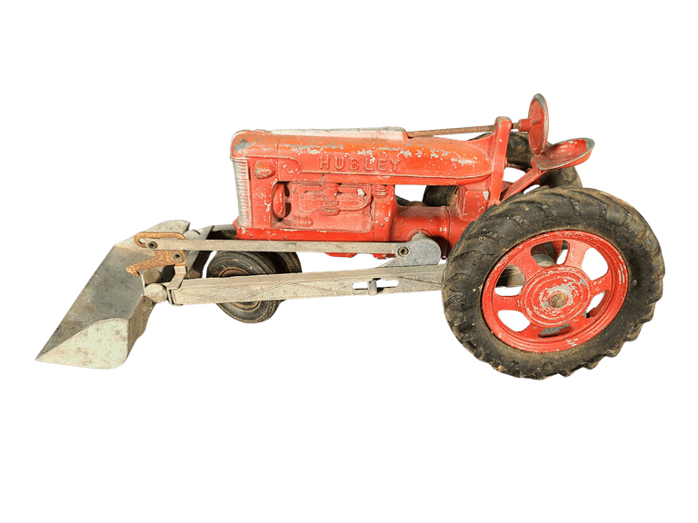 Vintage Hubley Die-cast Metal Tractor w/ front loader attachment