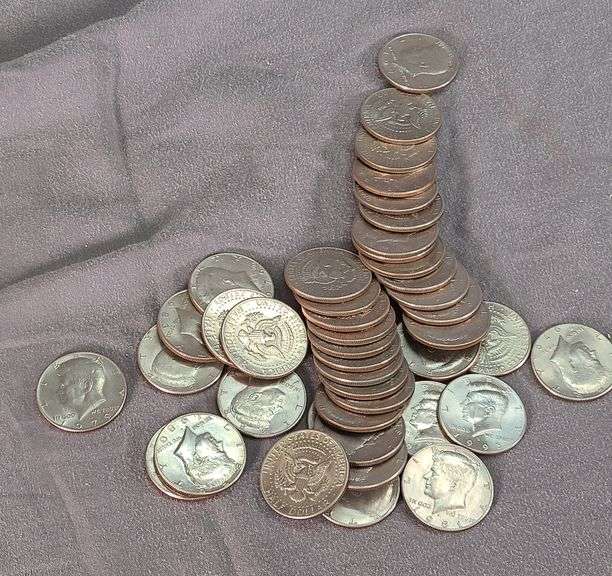 43 half dollars, various dates