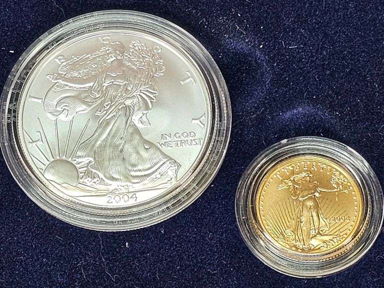2004 $10 gold coin (1/4 oz. gold) & silver $1 (.999 oz. silver)