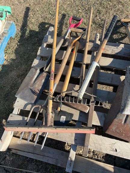 Pallet of yard tools