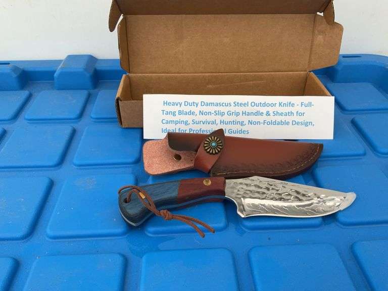 Heavy duty Damascus steel outdoor knife, 4” blade